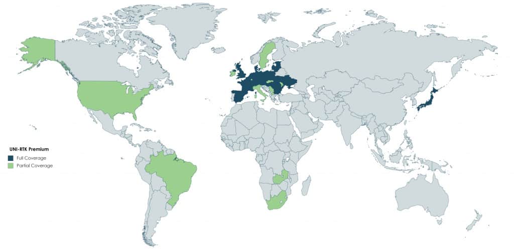 UNI-RTK-Premium worldwide map